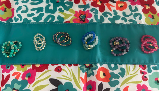 Blues/Greens set of 3 stretch rings